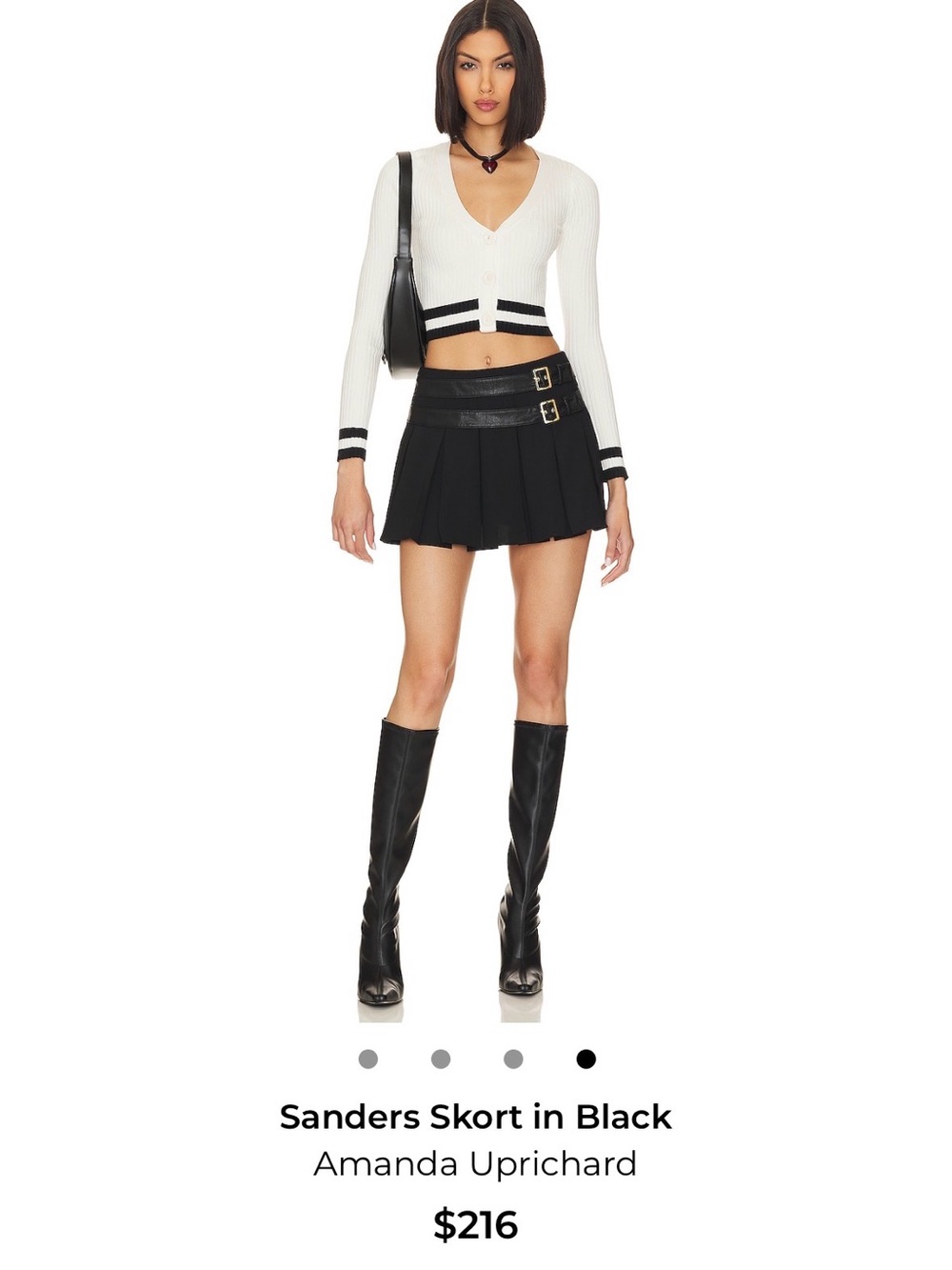 Amanda Uprichard Black Pleated Mini Skort with Buckle Waist